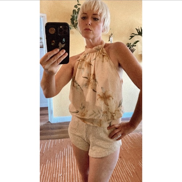 Tops - Y2K Floral Pastel Halter Top